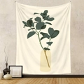Arazzo da parete minimalista con foglie di piante verdi per l'arredamento moderno - LC-18 (Foglie dipinte a mano) / 73*95CM (Tessuto spazzolato)