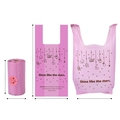 Pink biodegradable dog waste bag with handle and cute star pattern for pets - 1.3 Microns Biodegradable Pink Vest