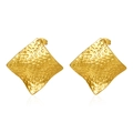 Elegant 18K gold-plated square earrings with hammered texture for women - Dotted Square Earrings Gold (MS-564)