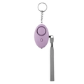 Portable purple personal alarm with metal keychain and wrist strap for safety - Deep purple