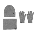 Winter 3-piece set with grey knitted hat, scarf, and gloves featuring warm lining - Dark Gray 3-Piece Set