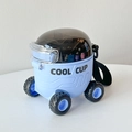Gourde enfant avion bleue en Tritan avec paille et bandoulière de transport - 6117 En Forme de Rover Martien / 550ml / Bleu