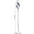 Detail view of 304 stainless steel long handle spoon with 19.5cm length dimensions - 304 Stainless Steel Pointed Ice Spoon (19.5cm)