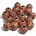 Vue rapprochée de perles en acrylique style basket-ball pour création de bijoux DIY - Style Basket-ball (12mm-Naturel avec lignes noires) / 50 Pcs/Paquet