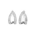 Silver-tone V-shaped geometric earrings featuring rectangular cubic zirconia stones - White Gold