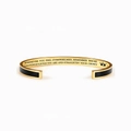 Golden titanium steel cuff bracelet with black enamel and granddaughter engraving - Granddaughter / Black