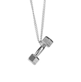 Silver dumbbell pendant necklace with Phil 4:13 engraving for fitness lovers - Silver Dumbbell + 60cm Chain