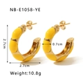 Gold-plated C-shaped stainless steel hoop earrings with yellow enamel finish - 18K Gold / Ginger Yellow