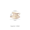 Retro ceramic coffee cup and saucer set with pink rose pattern and gold trim 230ml - Royal Court Large Mouth Coffee Cup & Saucer