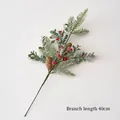 Artificial 40cm snowy Christmas branch with pine cones, red berries and frosted pine needles - Christmas Arrangement A (40cm/Frosted/Pine Cones)