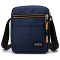 Men's navy blue oxford cross-body bag with stylish colorful zipper pullers - Blue