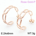 Créoles géométriques en chaîne or rose pour femmes en acier titane plaqué or 18 carats - Style de Chaîne Ovale (KE105187-KFC)