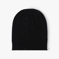 Berretto da donna in maglia di lana nera con design a coste per l'inverno - Nero