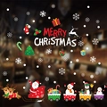 Christmas window stickers featuring Santa, reindeer, and snowflakes on a glass surface - Santa Sleigh with Gifts Train Style (SR-7)