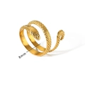 18k gold-plated snake spiral ring with detailed scale texture and adjustable open band - Snake Scale Pattern Three-Layer Style (HF-J1269)