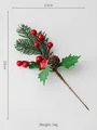 Christmas pine needle pick with red berries and mushroom decor for holiday tree - Style F