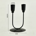 Matte black U-shaped double-head metal candle holder, Nordic minimalist table decor - Double Head High Style - Black