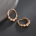 Elegant gold S925 sterling silver beaded hoop earrings with a polished metallic finish - S925 Gold Plated Beaded Metal Hoop Earrings