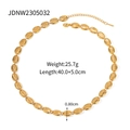 Gold-plated stainless steel shell-link chain necklace with adjustable lobster clasp - Shell Link Necklace (JDNW2305032)