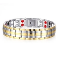 Men's magnetic therapy bracelet in silver and gold-tone stainless steel finish - Bracelet 16 (Gold & Silver Splice)