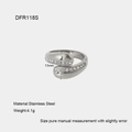 Macro shot of silver stainless steel crossover ring with teardrop zirconia pavé details - Silver (DFR118S)