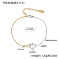 Bracciale bicolore a cuore infinito in acciaio inossidabile dorato e argento con zirconi - Bracciale bicolore 16+5cm