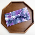 Elastic cotton tie-dye yoga headband for women in purple, blue, and white colors - Blue Purple Tie-Dye