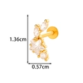 Gouden ster labret oorpiercing met marquise zirkonia en afmetingen in detail - Ster en Blad Stijl (2606-1#) / Goud