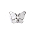 Detail view of butterfly brooch with white shell wings and sparkling crystal center - Butterfly (Style 2)