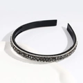 Minimalist black headband with dark grey rhinestones and anti-slip teeth design - Transparent Gray