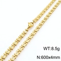Minimalist 18k gold plated stainless steel block chain necklace with lobster clasp - Gold Color Necklace 60cm (KN289997-Z)