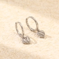 Funkelnde S925 Silber Herz-Creolen mit Pavé-Fassung aus Zirkonia für Damen - 925er Silber / Weißgold