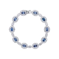 S925 Silberarmband mit blauen ovalen Saphiren und glänzenden Zirkonia-Steinen - 16cm