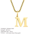 Minimalist stainless steel box chain necklace with gold letter M pendant - Letter M / Gold