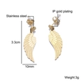 18K gold plated stainless steel wing-shaped earrings with 3.3cm drop length - Wing Pendant Style (E00353G)