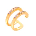 Doppelreihige goldene Ohrklemme mit lila Zirkonia für Ohren ohne Ohrlöcher - Gold Helllila Zirkonia (9672)
