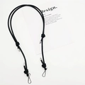 Adjustable black braided bag strap with silver lobster clasps on a minimalist background - Silver Plate Hook / Black