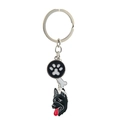 Metal keychain with black paw print, white bone charm and German Shepherd pendant - German Shepherd