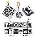 High contrast black and white sensory toy set with soft books and rattles for newborns - Square Cloth Bed Bumper Stroller Pendant Set