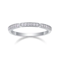 Minimalist 925 sterling silver ring with delicate pave-set moissanite stones - R13060+gra/black Card / US Size 7 / Circumference 54.3mm