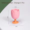 Tulip-shaped silicone toilet lid lifter in pink and orange two-tone design - Suction Cup Lid Lifter / Tulip - Orange (Lid Lifter)