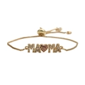 Gold adjustable MAMA heart bracelet with micro-pave cubic zirconia for mother gift - Gold Simple Box Chain