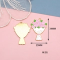 Enamel bouquet charms showing 34mm height and 25mm width dimensions for DIY crafts - Peach Blossom Bouquet