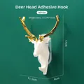 Weißer Hirschkopf-Wandhaken mit goldenem Geweih und geometrischen Facetten - Weiß (Upgrade-Stil)