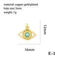 Gold plated evil eye charm with blue enamel and zircon, 16x12mm pendant for DIY jewelry - Gold Eye Shape Blue White Eye (E-1)