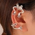 Funny silver frog ear cuff for Christmas party with creative 3D animal design for women - Antique Silver 5874