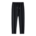 Pantalón deportivo casual negro para hombre con cordón ajustable y bolsillos con cremallera - L / Negro / Pierna Recta