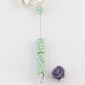 Penna di lusso verde chiaro con perle bianche e strass colorati brillanti decorati - Verde Perla