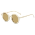 Cute round frame kids sunglasses in cream with brown lenses and UV protection - Beige Frame