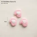 Set of 3 pink wool felt glove ornaments with white heart detail for DIY decor - No.12 Pack of 3-Pink Heart Mittens